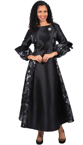 Diana Couture Church Dress 8664C-Black/Silver