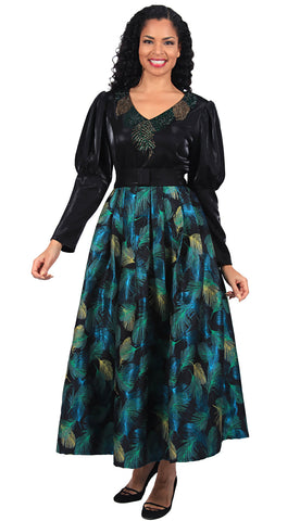 Diana Couture Church Dress 8665C-Black/Green