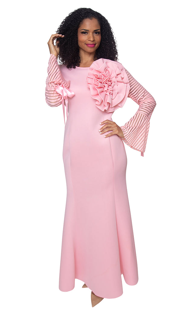Diana Couture Dress D1054-Pink - Church Suits For Less