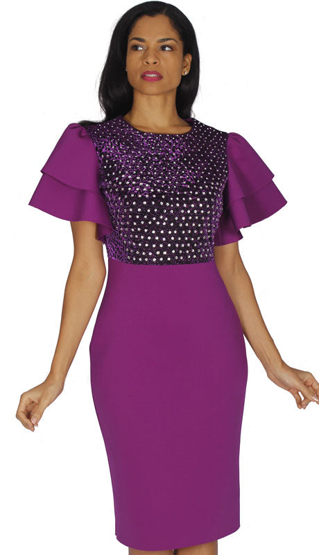 Diana Couture Dress 8535-Violet - Church Suits For Less