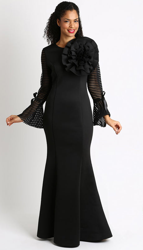 Diana Couture Dress D1054C-Black - Church Suits For Less