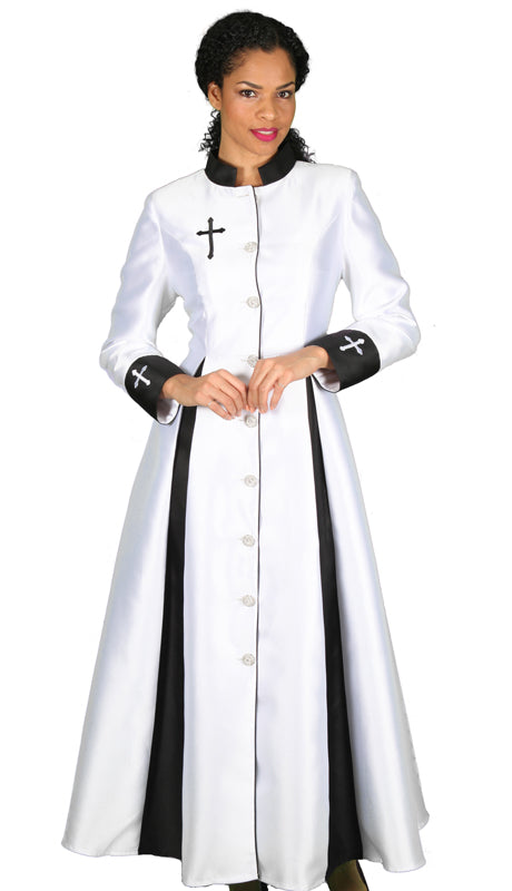 Diana Church Robe 8521C-White/Black - Church Suits For Less