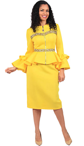Diana Couture Church Suit 8671-Yellow - Church Suits For Less