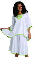Diana Linen Skirt Set 8215-White/Lime - Church Suits For Less