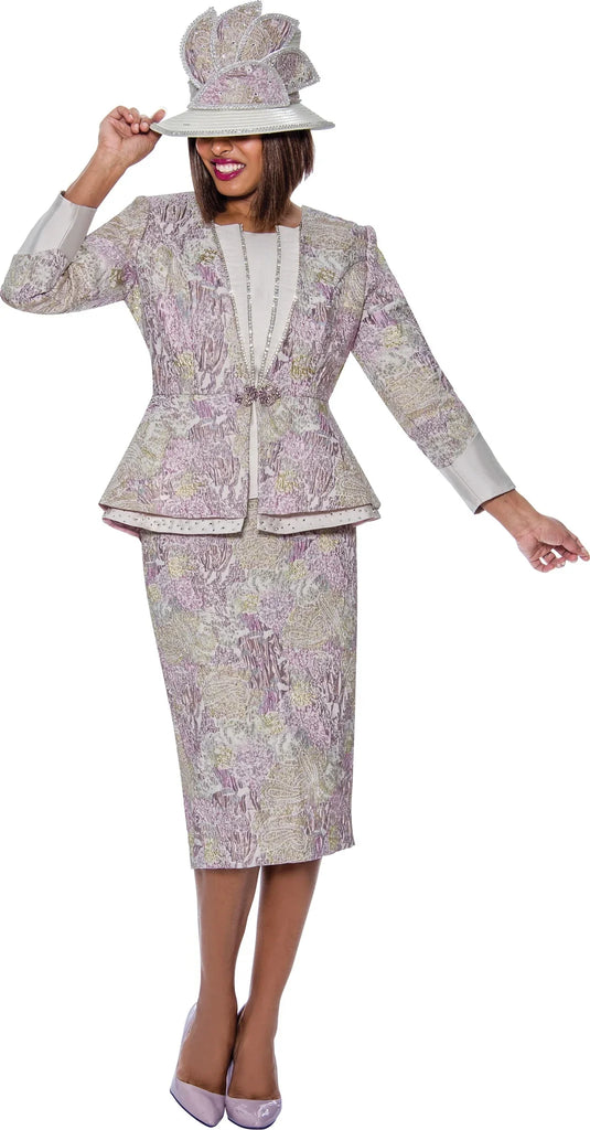Divine Queen Skirt Suit 1943CPink Multi Church suits for less