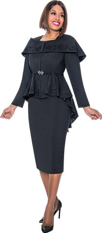 Divine Queen Skirt Suit 2162-Black