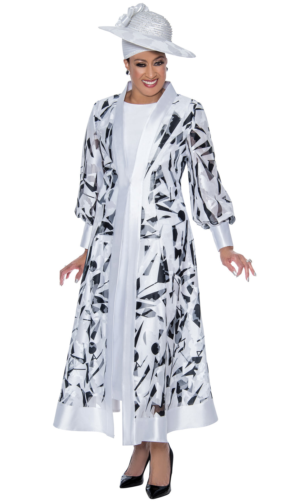 Dorinda Clark Cole Dress 4472C-Black/White - Church Suits For Less
