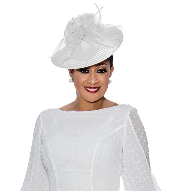 Dorinda Clark Cole Hat 4131-White - Church Suits For Less