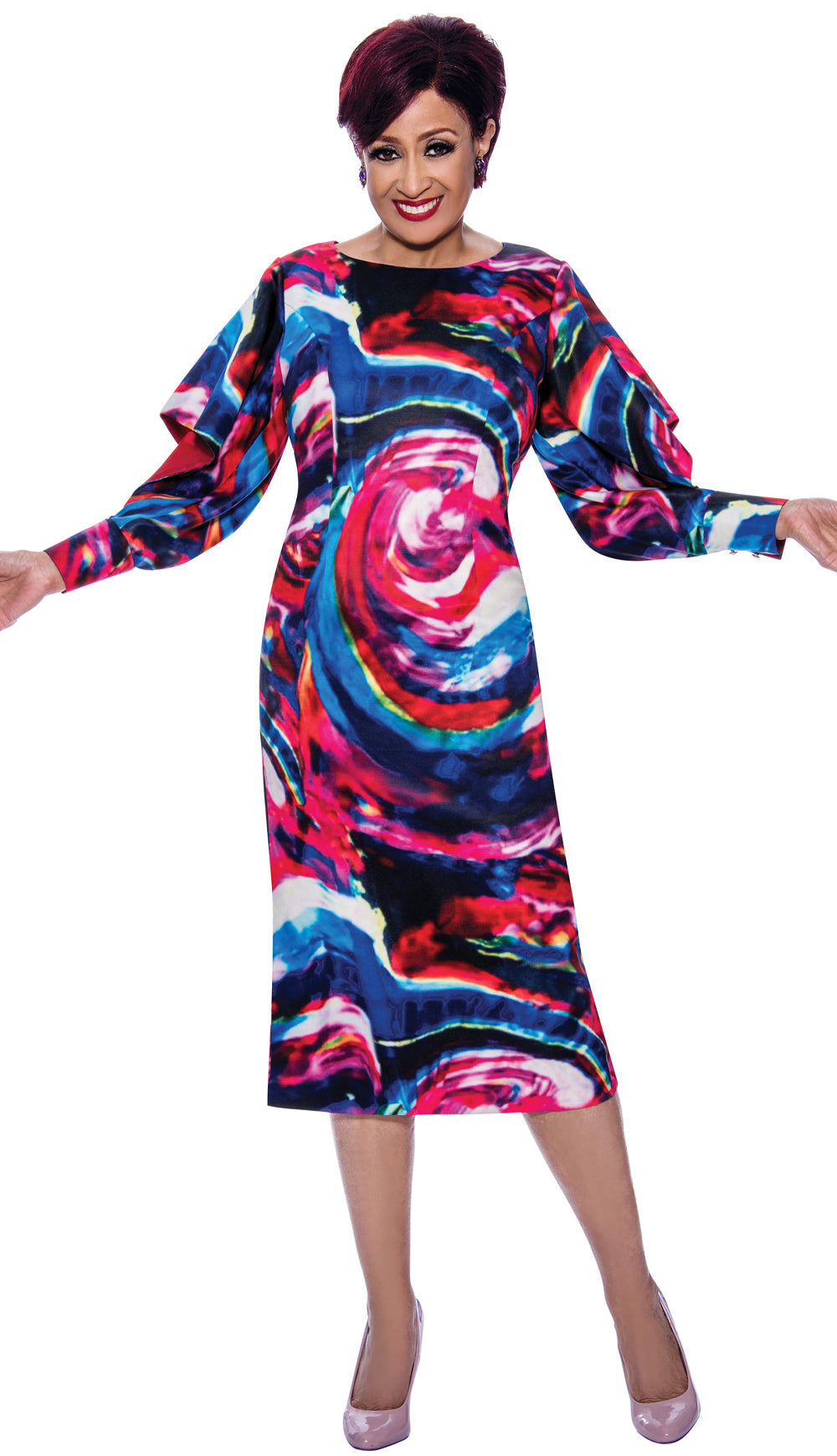 Dorinda Clark Cole Dress 3991C-Multi - Church Suits For Less