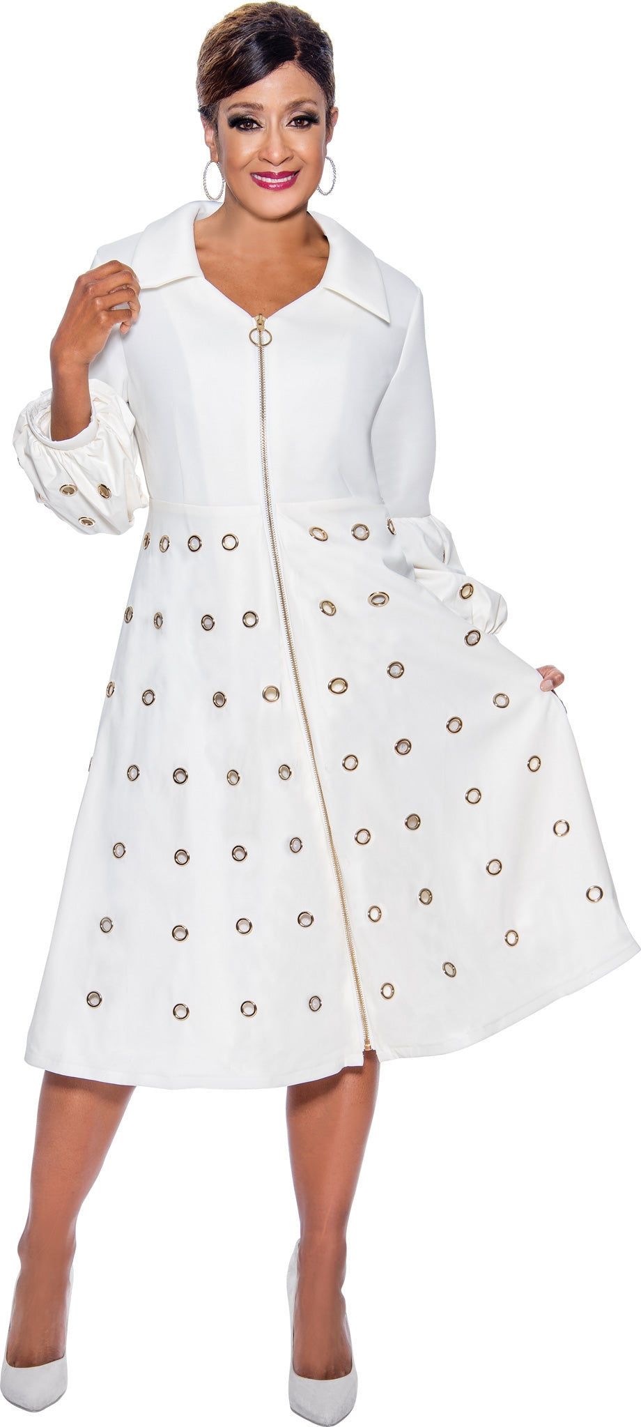 Dorinda Clark Cole Dress 4821C-Ivory - Church Suits For Less