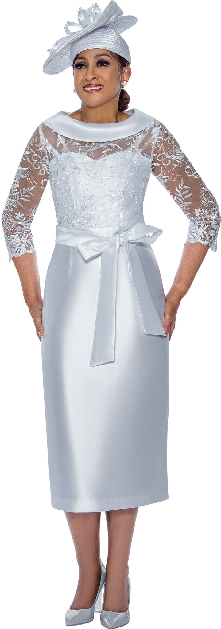 Dorinda Clark Cole Dress 4871C-White - Church Suits For Less