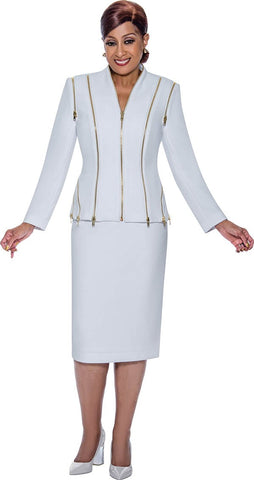 Dorinda Clark Cole Skirt Suit 4992-White - Church Suits For Less