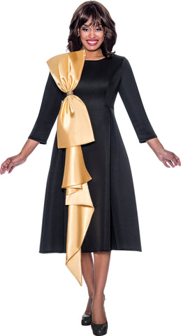 Church Dress By Nubiano 1131-Black/Champagne - Church Suits For Less