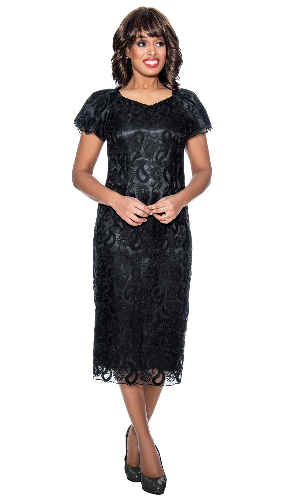 Church Dress By Nubiano 1231C-Black - Church Suits For Less