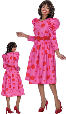 Church Dress By Nubiano 1431-Pink/Red - Church Suits For Less