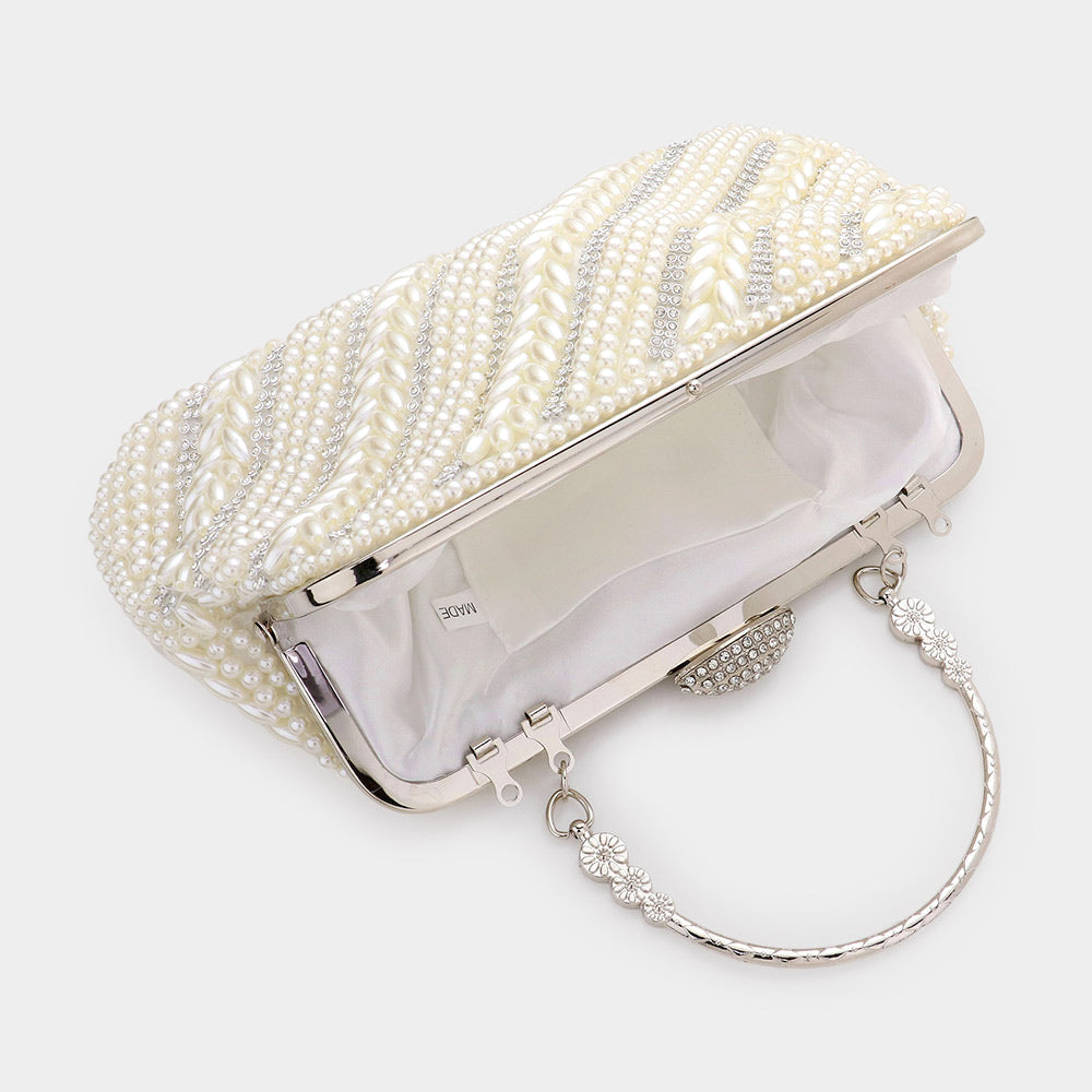 VANYA HANDICRAFT COLLECTION Women's Small Cutest Vintage Style Pearl Tote  Wrist Bag Evening Clutch Purse, White : Amazon.in: Fashion
