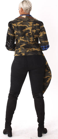 For Her Women Jacket 81789-Camo Royal - Church Suits For Less