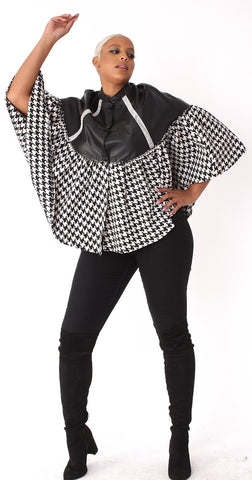For Her Print Poncho Top 81812