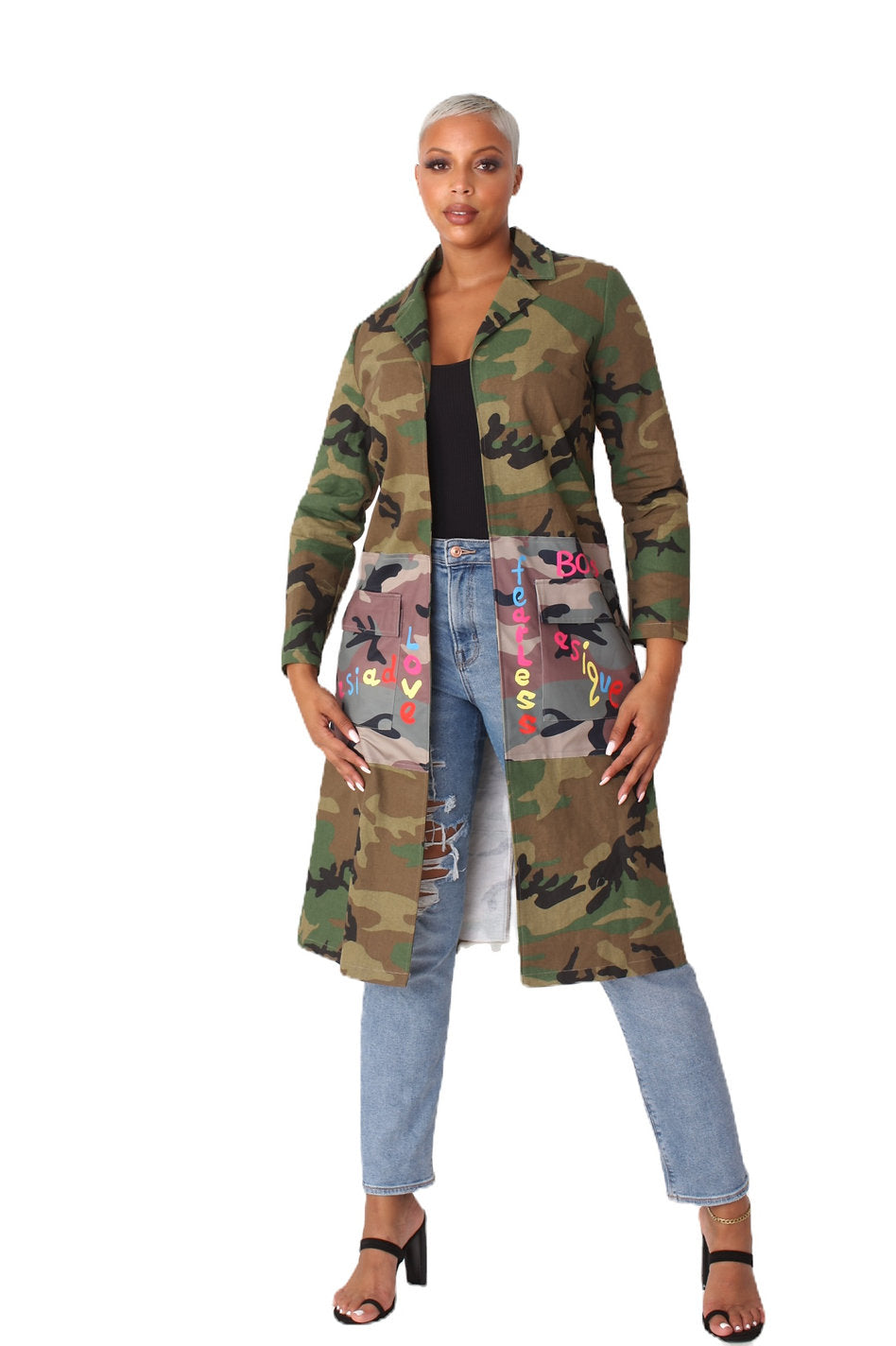 For Her Women Jacket 81897-Green Camouflage - Church Suits For Less