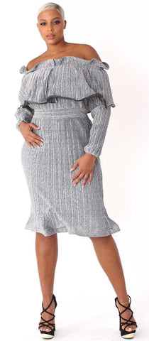 For Her Women Dress 81518C-Silver