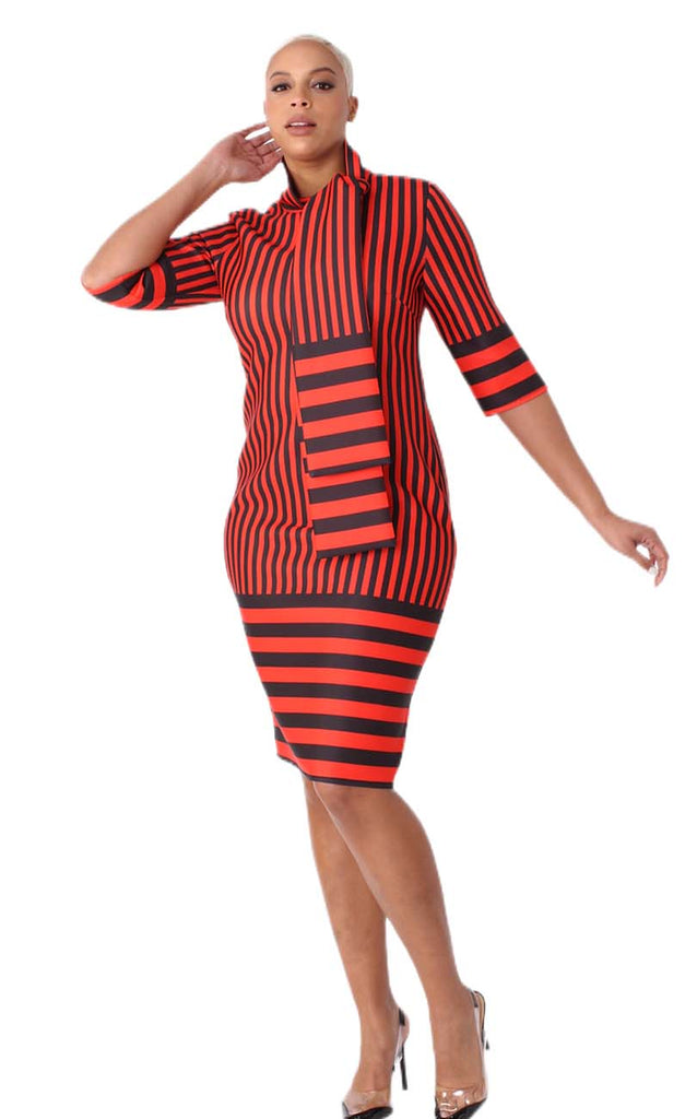 For Her Women Dress 82059C-Red/Black - Church Suits For Less