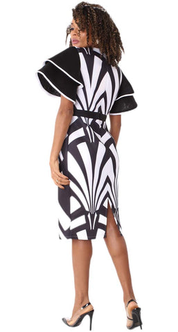 For Her Women Dress 82063-Black/White - Church Suits For Less