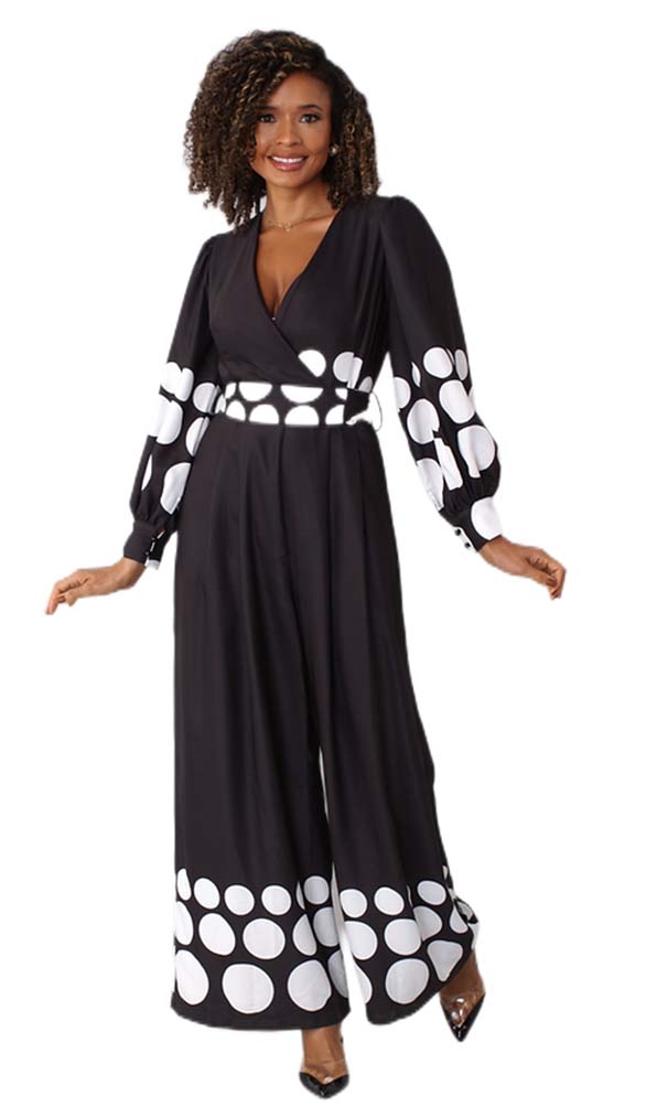 For Her Women Jump Suit 81990-Black/White | Church suits for less
