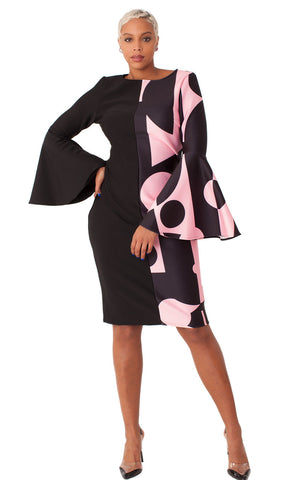 For Her Women Dress 82062C-Black Pink - Church Suits For Less