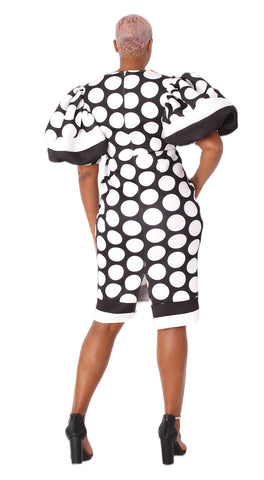 For Her Women Dress 81942-Black/White Dots - Church Suits For Less