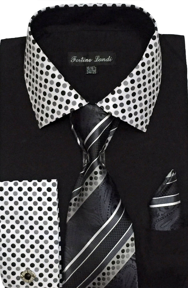 fortino landi dress shirts Amazon.com: Fortino Landi Men's Long Sleeve Dress Shirt with Matching Tie and Handkerchief (15-15.5 Neck 34/35 Sleeve (Medium), Black) : Clothing, Shoes & Jewelry