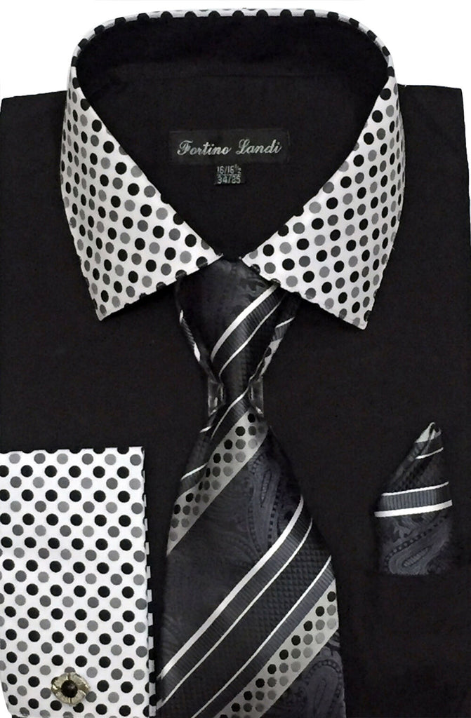 Fortino Landi Shirt FL630-Black - Church Suits For Less