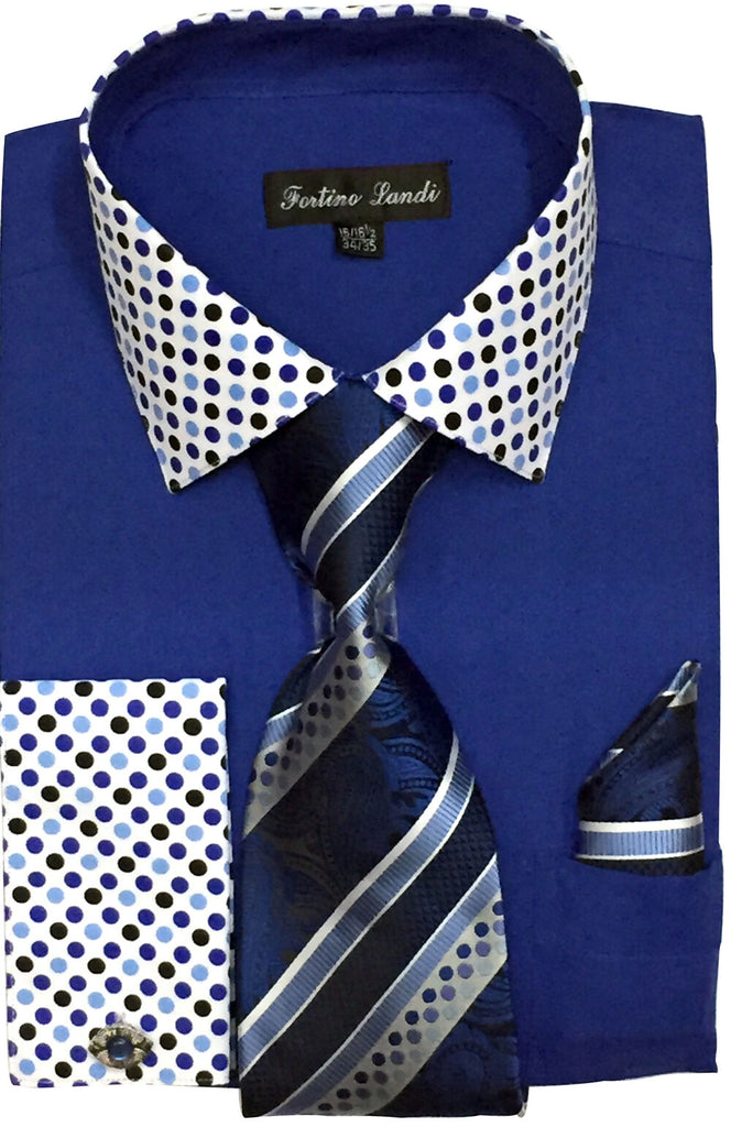 Fortino Landi Shirt FL630-Royal Blue - Church Suits For Less