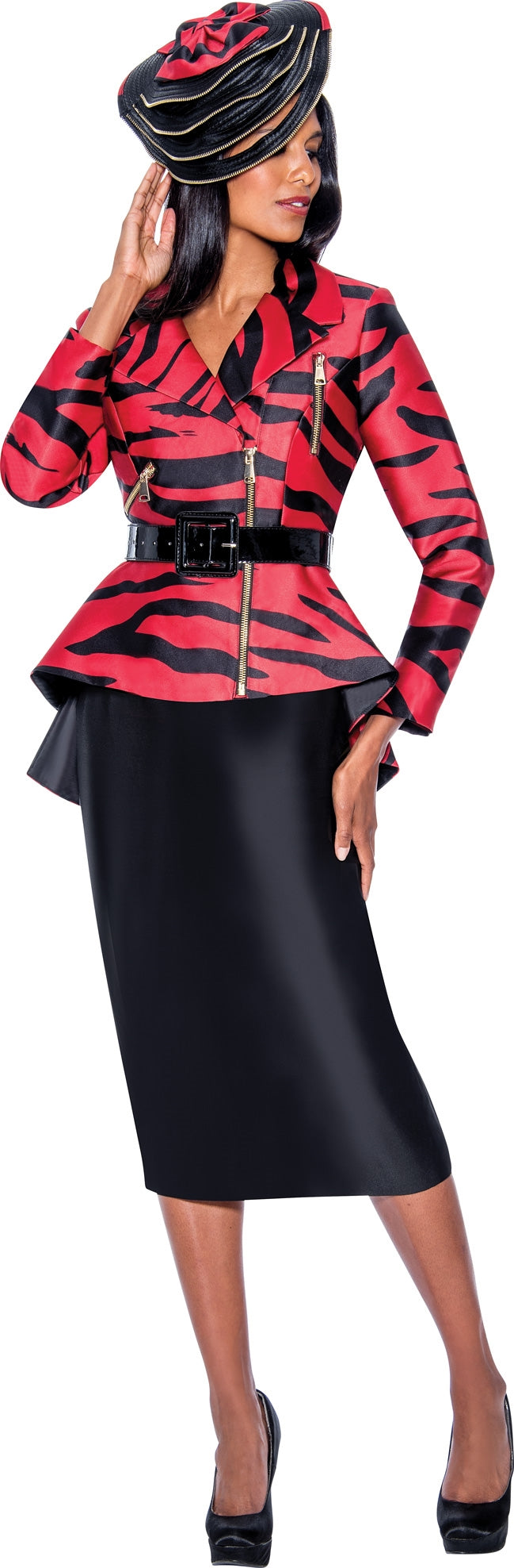 GMI Church Suit 9242-Red/Black - Church Suits For Less
