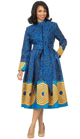 Giovanna Church Dress D1516-Royal/Gold - Church Suits For Less
