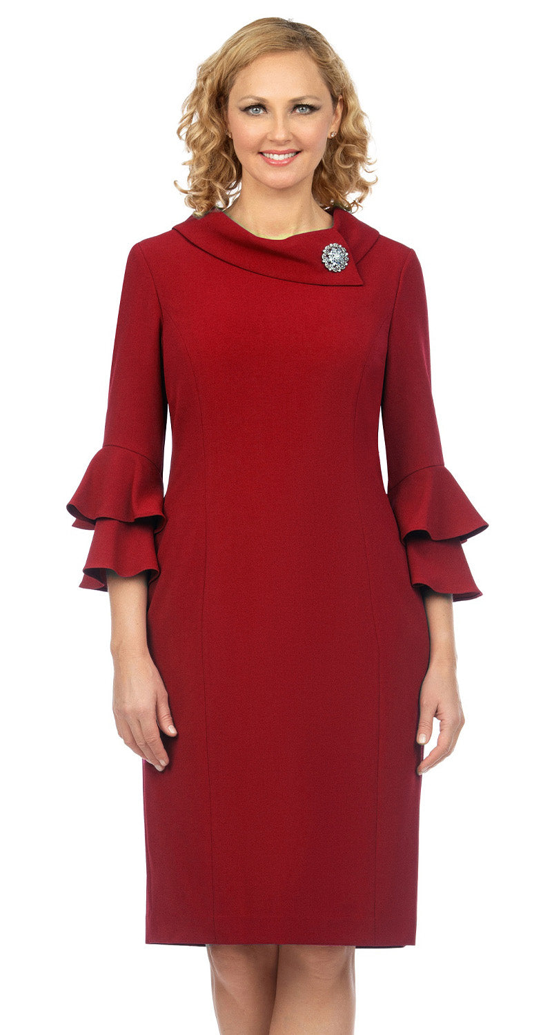 Giovanna Dress D1518-Brick Red - Church Suits For Less