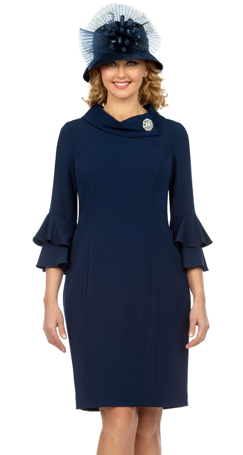 Giovanna Dress D1518C-Navy - Church Suits For Less