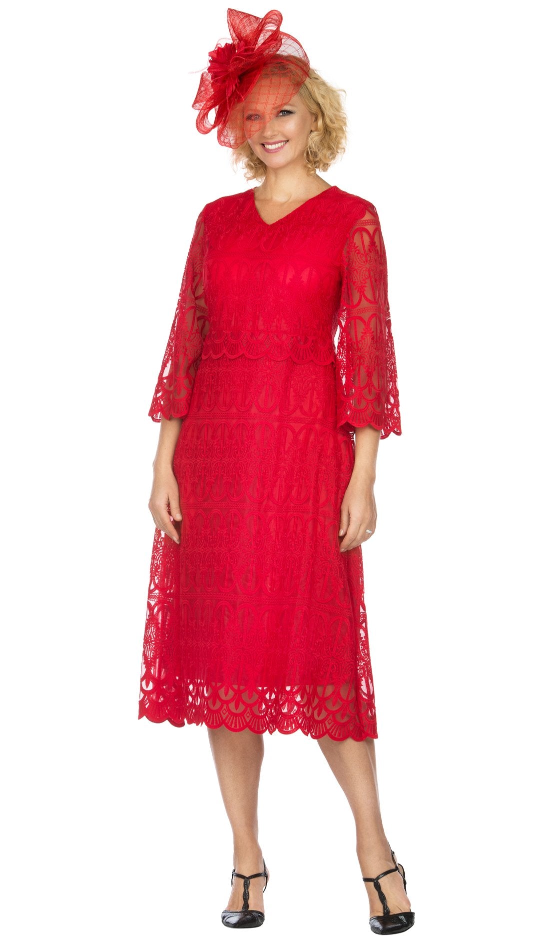 Giovanna Dress D1520C-Red - Church Suits For Less