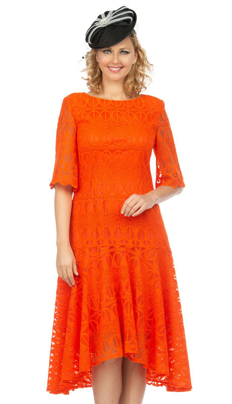 Giovanna Dress D1525C-Orange - Church Suits For Less