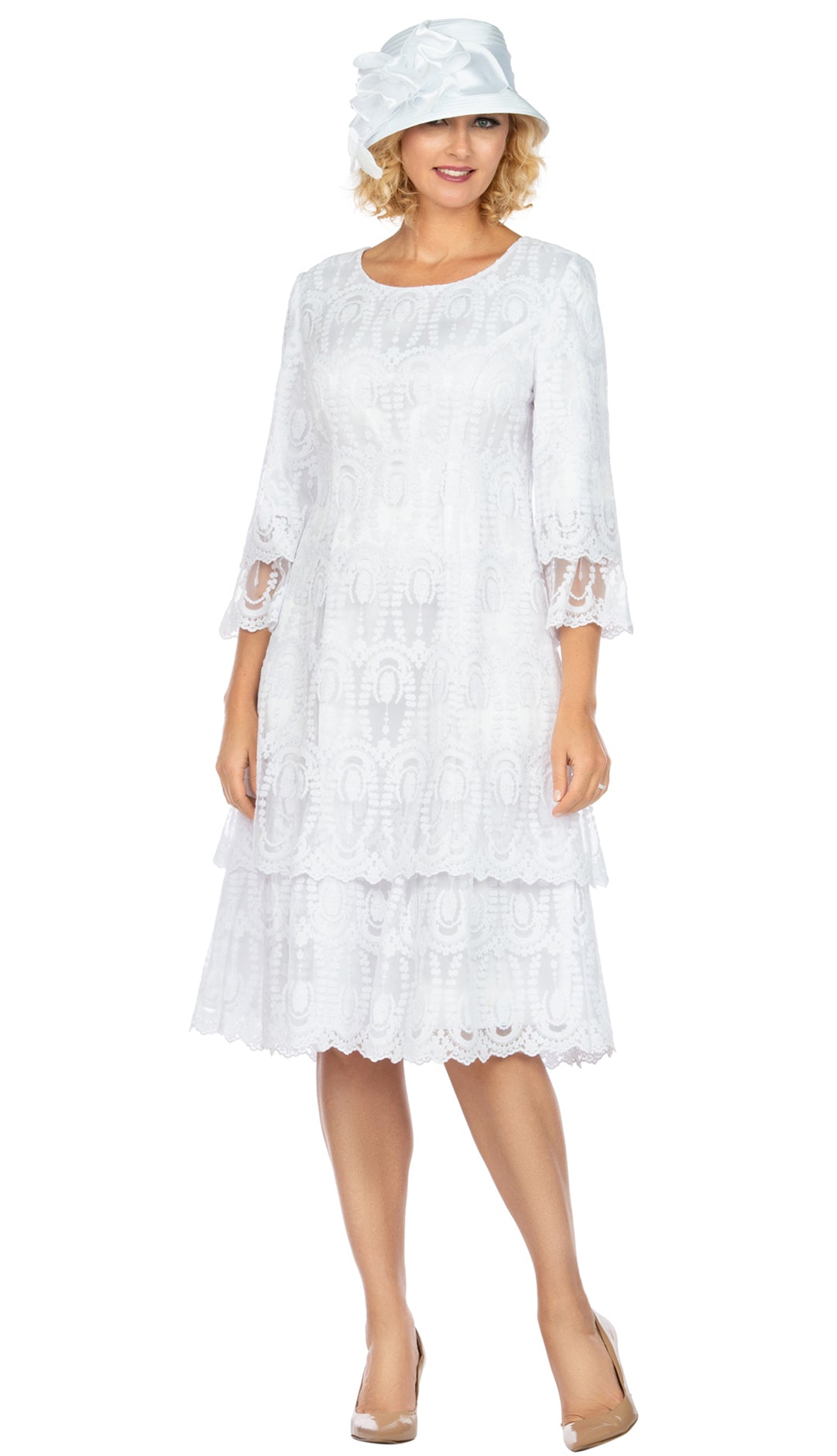 Giovanna Dress D1529C-White - Church Suits For Less