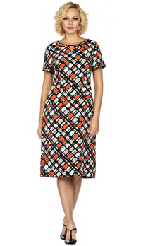Giovanna Dress D1536C-Black/Orange - Church Suits For Less
