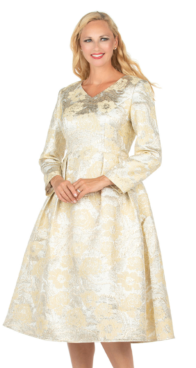 champagne church dresses Donna Vinci Church Dress 12162C-Champagne