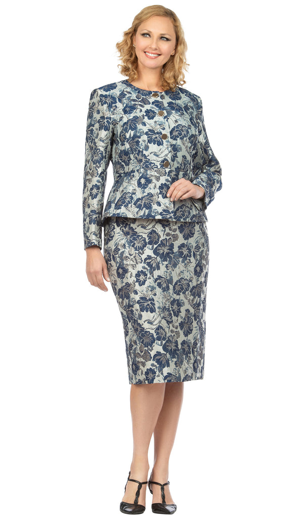Giovanna Suit S0726-Navy/Silver - Church Suits For Less