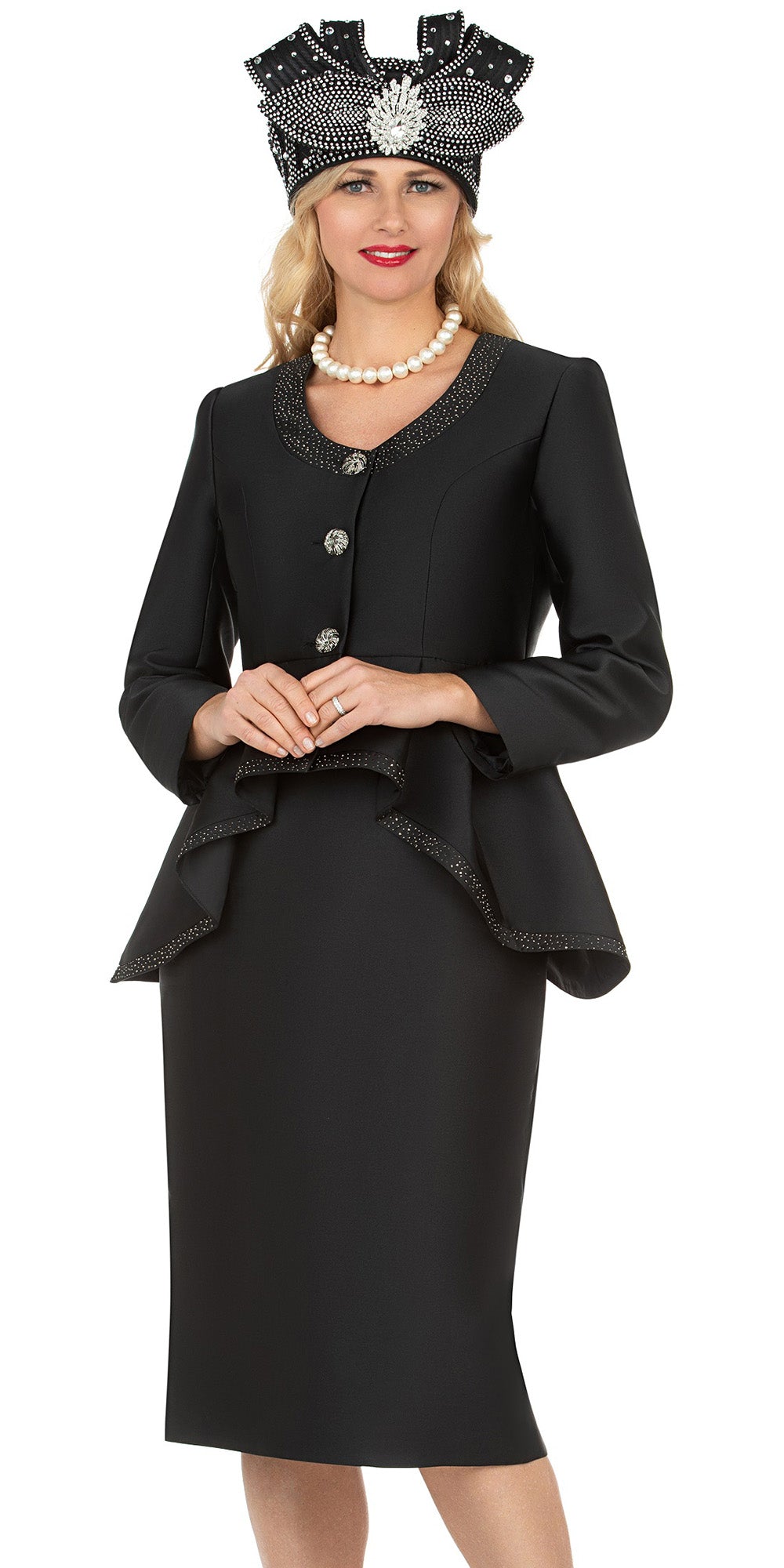 Giovanna Church Suit G1167-Black - Church Suits For Less