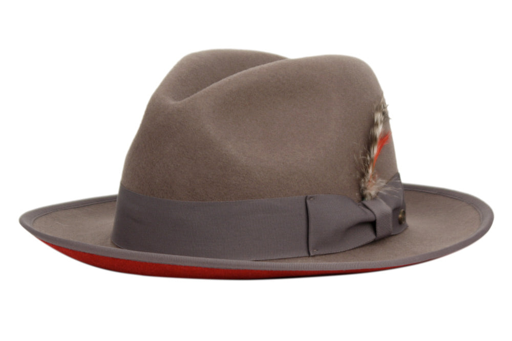 Men Fedora Hat BDF122 Grey Red - Church Suits For Less