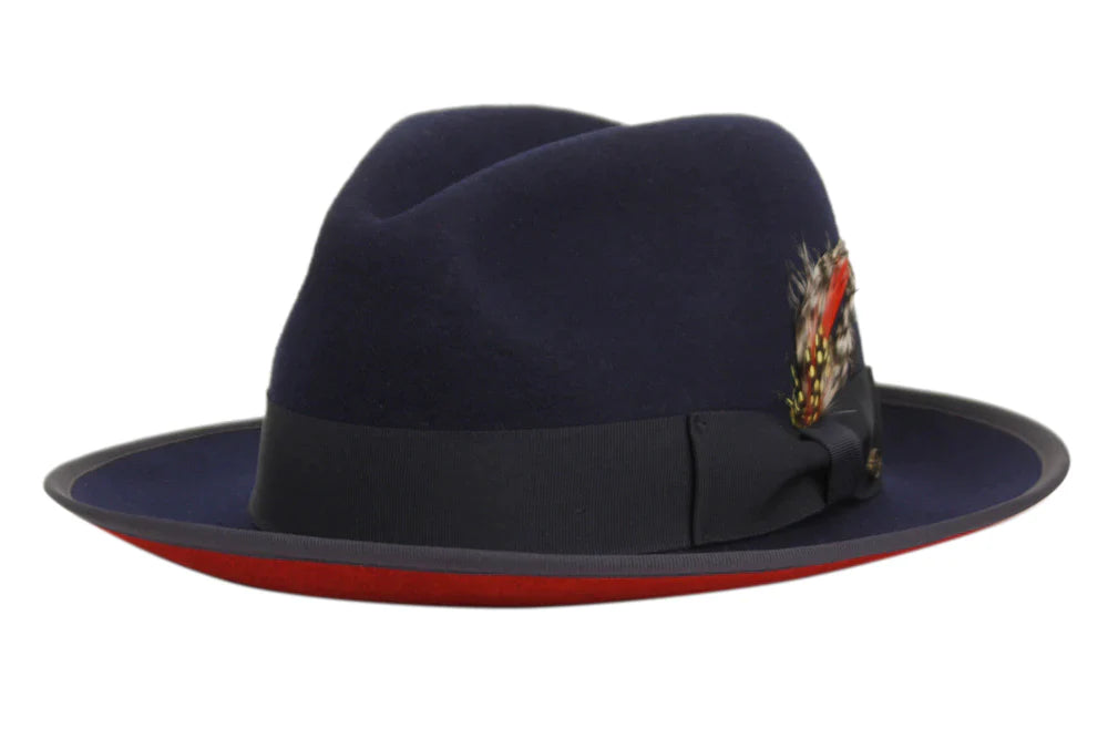 Men Fedora Hat BDF122 Navy - Church Suits For Less
