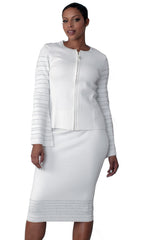 Kayla Knit Suit 5327-White/Silver - Church Suits For Less