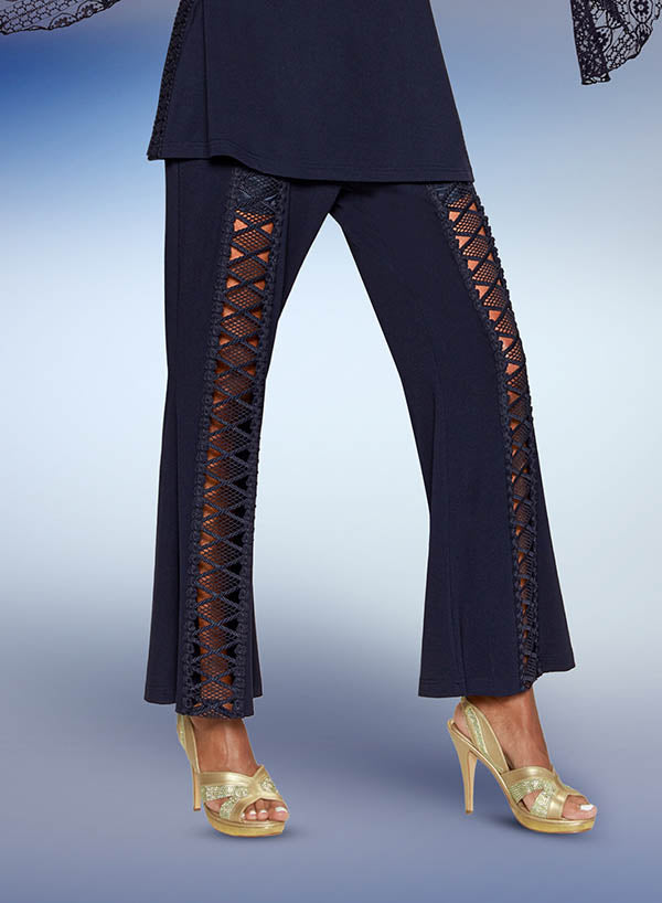 Love The Queen Pant Lace 17369P-Navy - Church Suits For Less