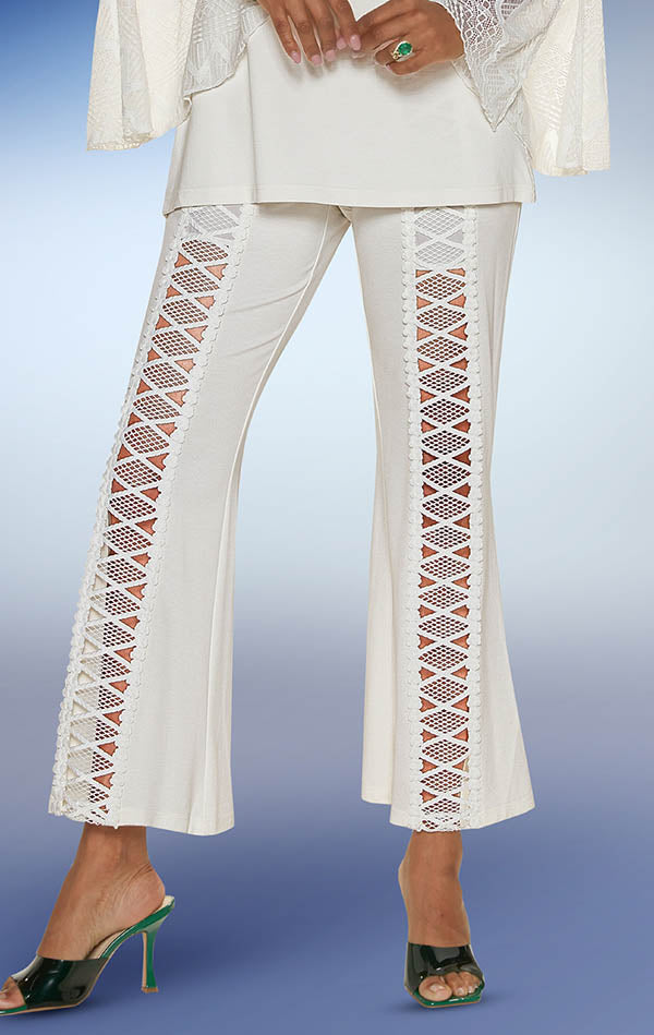 Love The Queen Pant Lace 17369P-White - Church Suits For Less