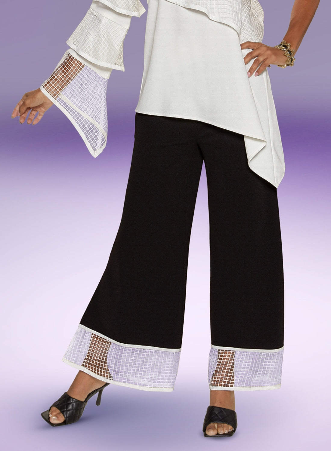Love The Queen Pant 17375P-Black/White - Church Suits For Less