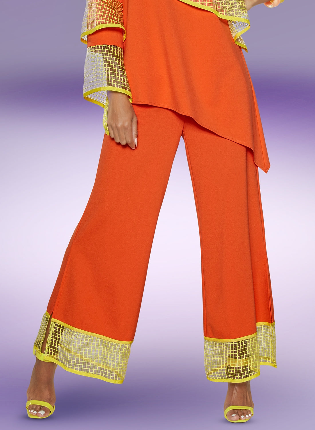 Love The Queen Pant 17375P-Tangerine/Yellow - Church Suits For Less
